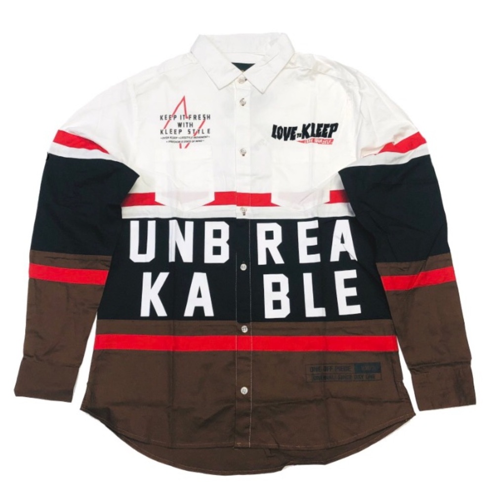 Love To Kleep Cut and Sew Long Sleeve Button-up Shirt
Color: Brown, Black, Red
